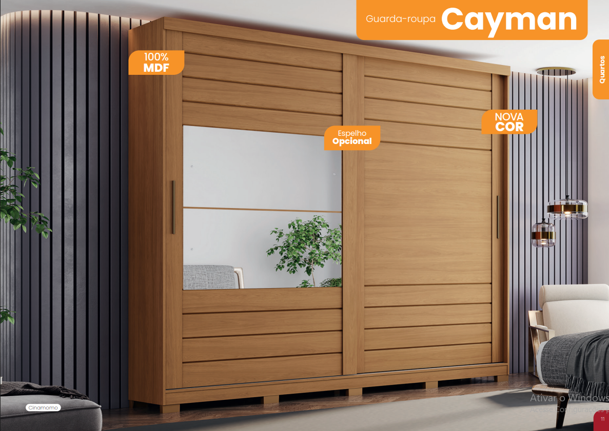 Guarda-Roupa Casal Cayman Henn 100% MDF 2 Portas de Correr