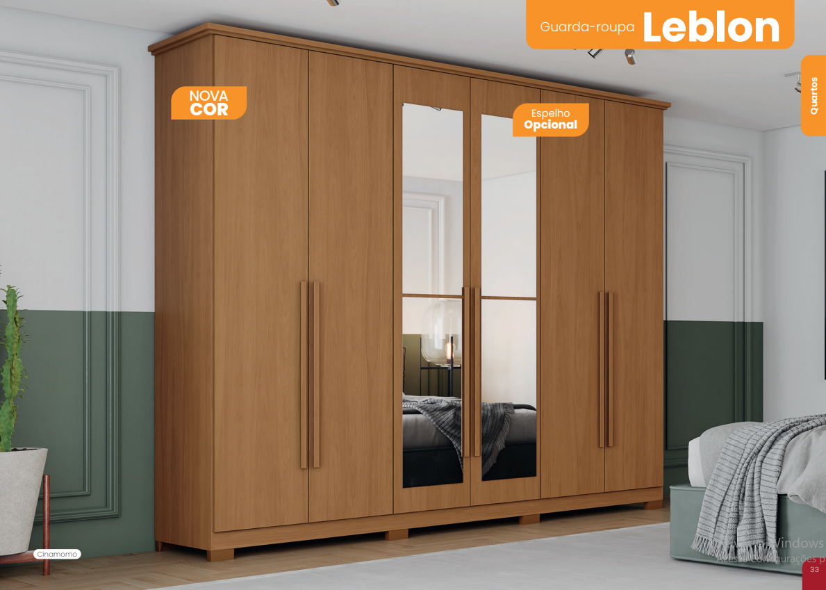 Guarda-Roupa Casal Leblon Henn 6 Portas de Bater com Amortecedor