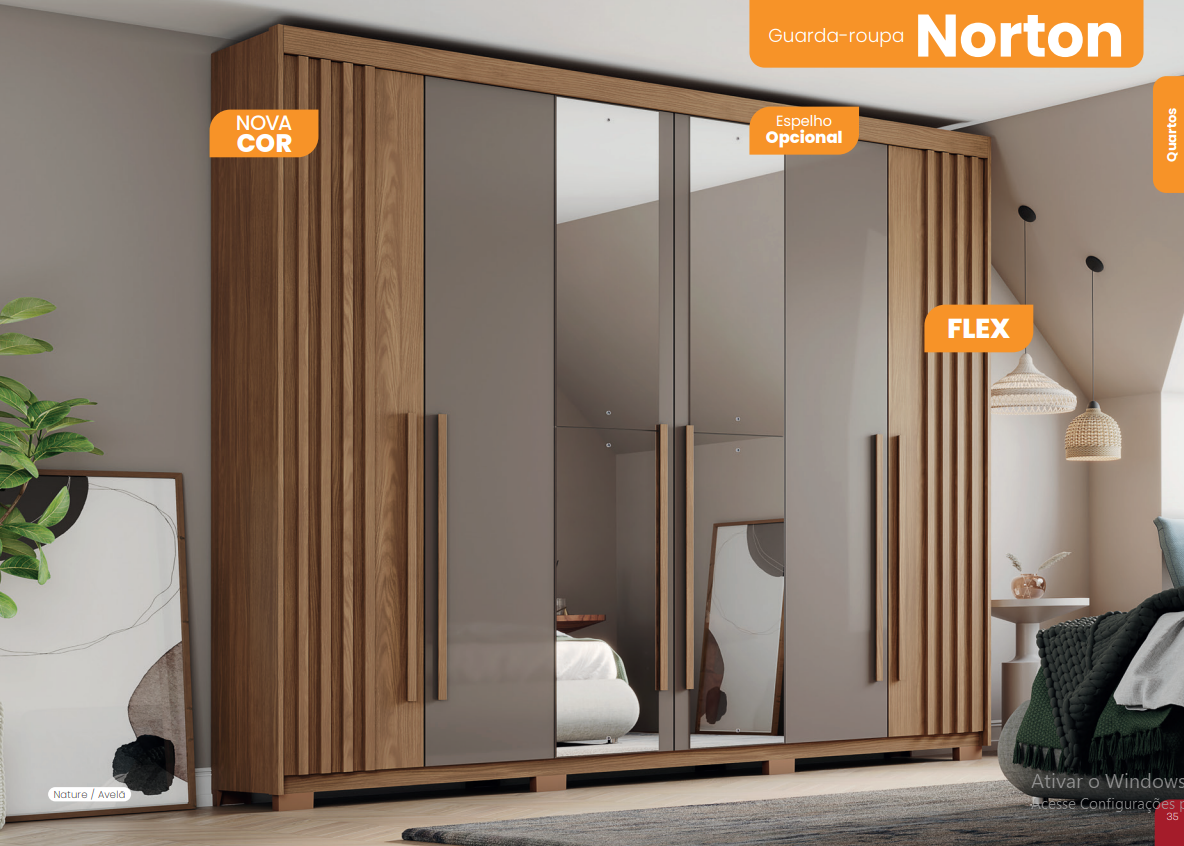 Guarda-Roupa Casal Norton 6 Portas com Corrediças Telescópicas